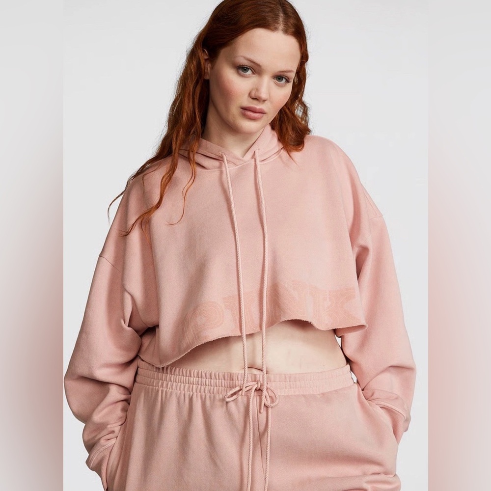 Victoria's Secret PINK Ivy Fleece Super Cropped Hoodie Size XL